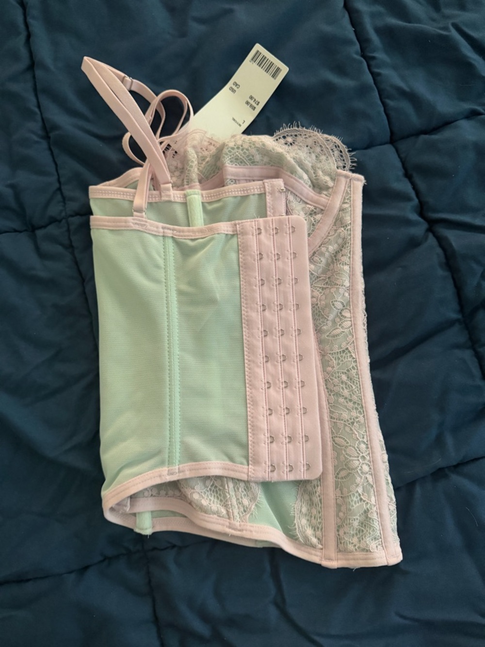 Urban Outfitters Out From Under Modern Love Corset in Sky (Pink & Blue) - Picture 3 of 6